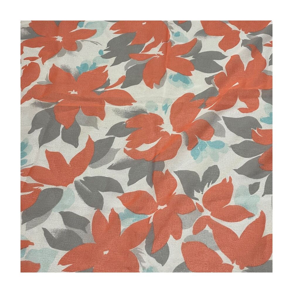 Peach and Gray Leaves Printed Square Head Scarf 30.5" x 30.5" Lightweight - Picture 4 of 6